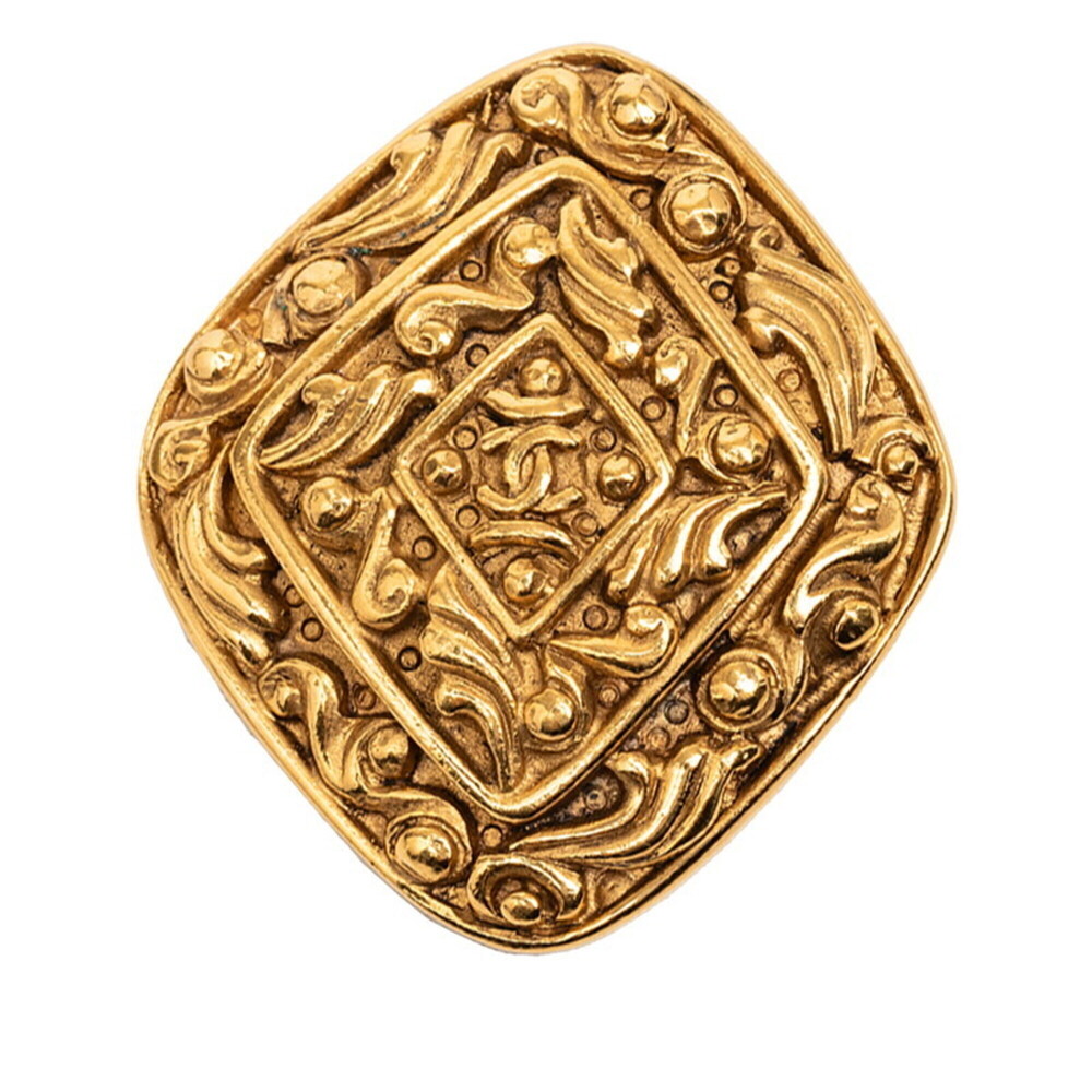 CHANEL Gold Diamond Logo Brooch